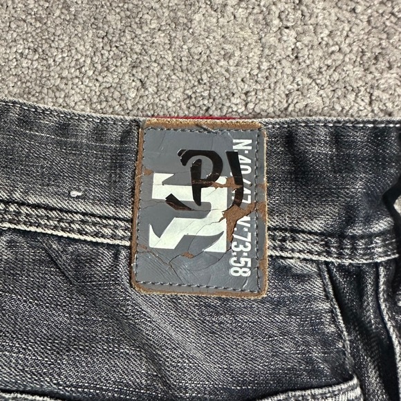 Y2K Pepe Jeans Jeans Mens 34 (fit 38x33) Faded Black Embroidery Baggy Wide Leg - Picture 3 of 16